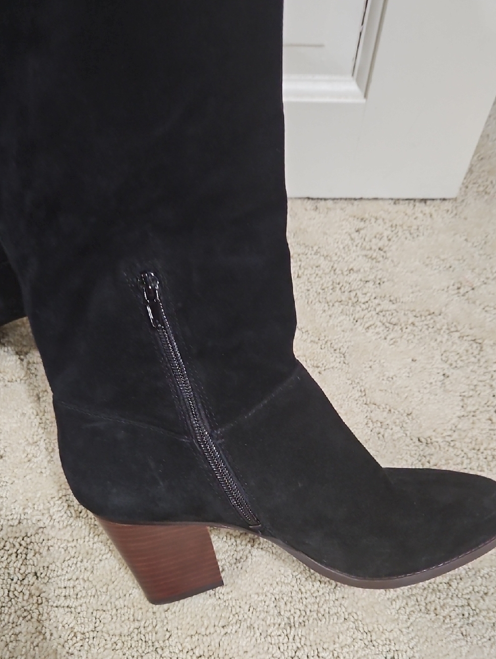 Tommy Hilfiger Black Suede Over-the-Knee Block Heel Boots - Picture 4 of 6
